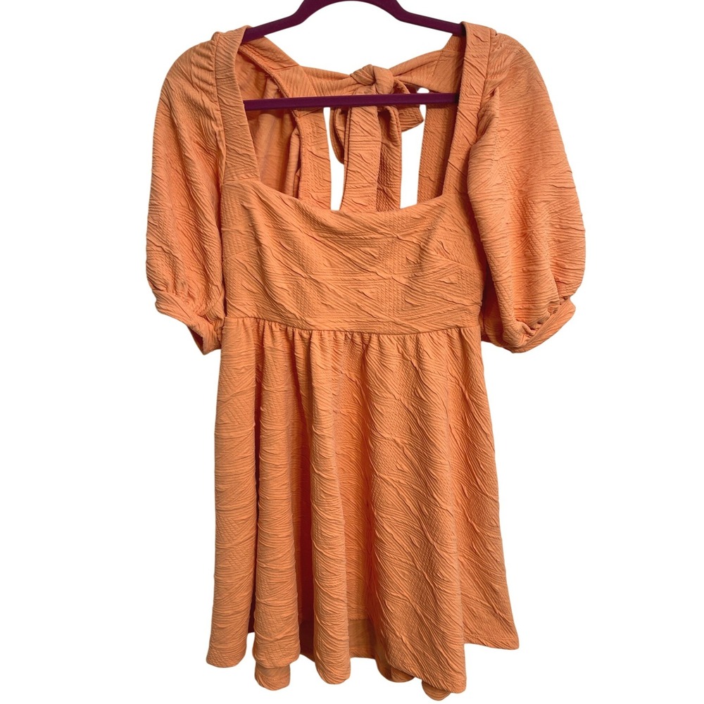 NWT Free People Violet Mini Dress Grapefruit Puff Sleeve Bow Back Cottagecore S